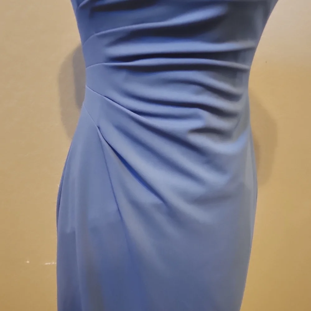 Off-Shoulder Dusty Blue Formal Wedding Gown - Picture 3 of 10